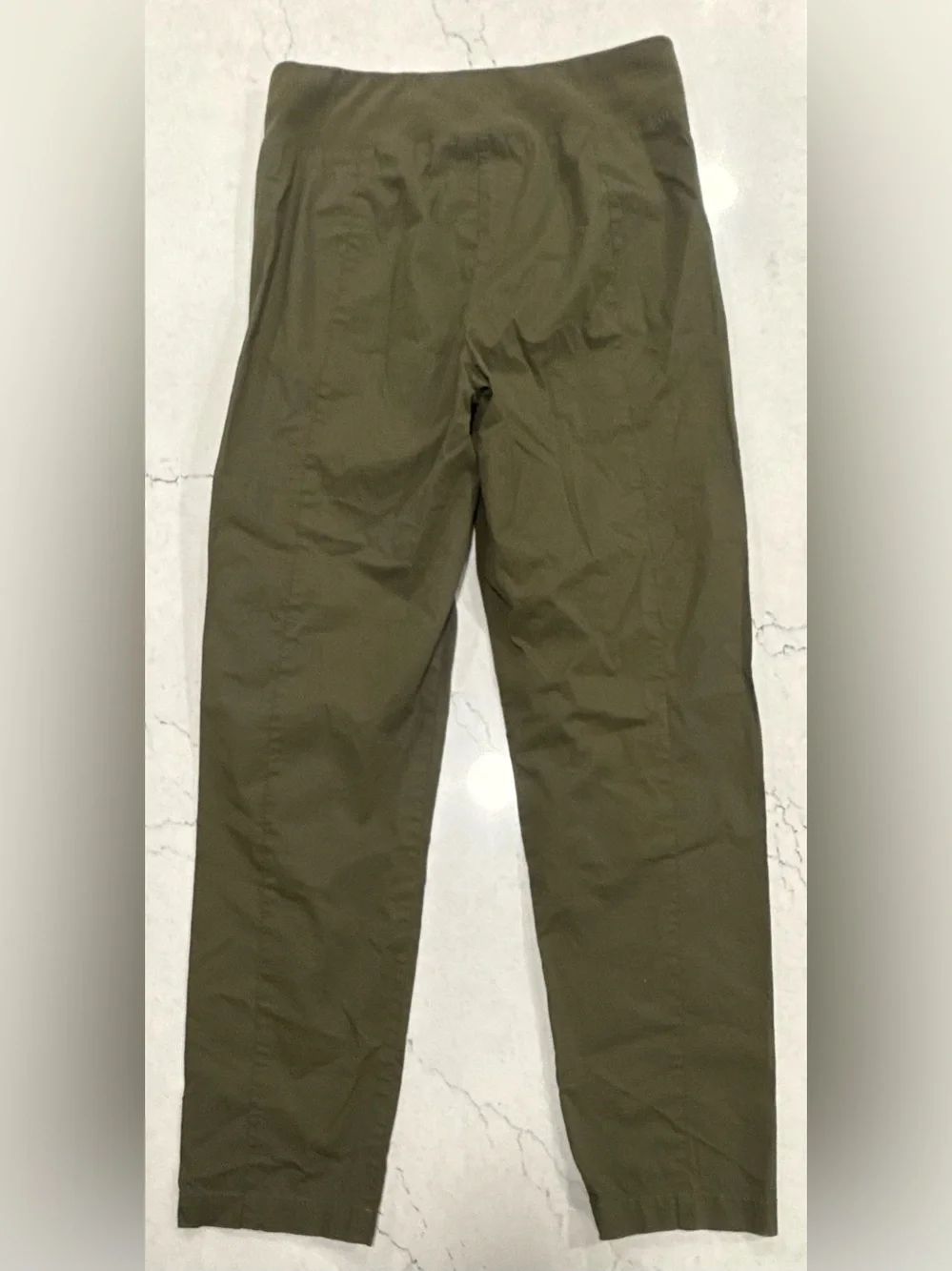 Eileen Fisher Organic Cotton Poplin Stretch Ankle Pants Green Drawstring Small